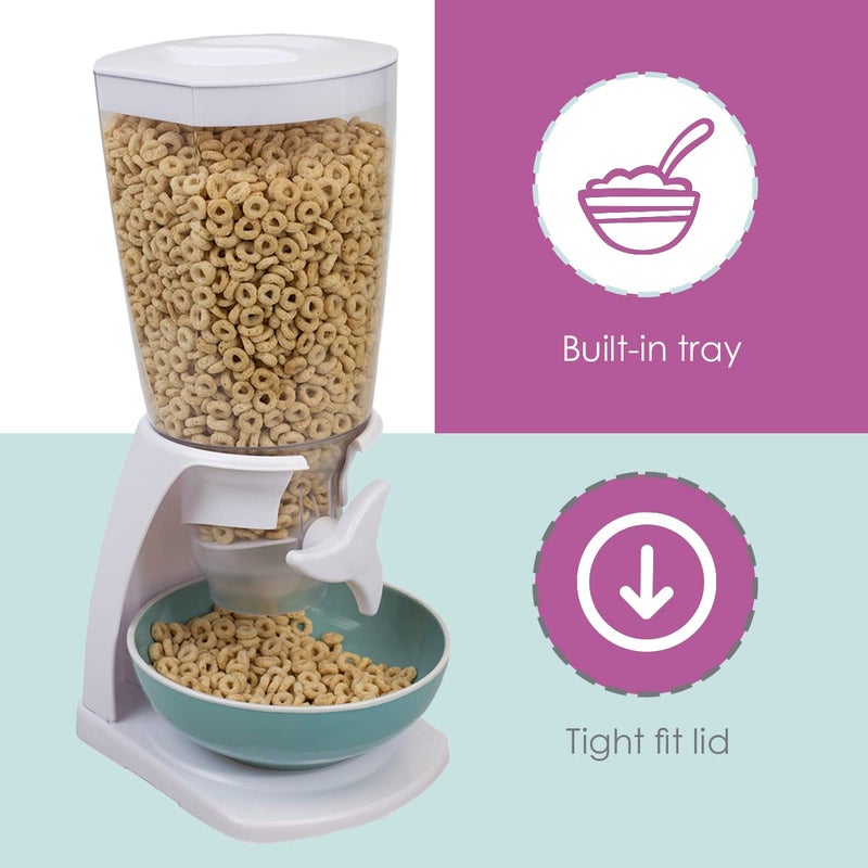 Home Basics Cereal Dispenser Countertop, By Home Basics (White) | Plastic Cereal Dispenser For Pantry, With Twist-Knob | Perfect For Cereal, Candy, Pasta, Rice, and Pet Food - Image 3